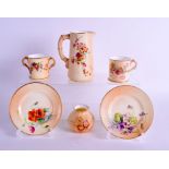 AN ANTIQUE ROYAL WORCESTER BLUSH IVORY JUG together with a pair of plates C1901 & 1910, two small m