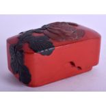 AN 18TH/19TH CENTURY JAPANESE MEIJI PERIOD CARVED CINNABAR LACQUER BOX AND COVER well formed in rel