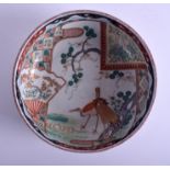 A 19TH CENTURY JAPANESE MEIJI PERIOD IMARI SHALLOW BOWL painted with birds and foliage. 24 cm diame