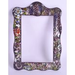 A 19TH CENTURY JAPANESE SILVER AND ENAMEL FRAME decorated with foliage and butterflies. 55 grams. 1
