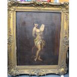 EUROPEAN SCHOOL (18th/19th century) FRAMED OIL ON CANVAS, a male in an interior, unsigned. 61 cm x