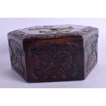 AN EARLY 20TH CENTURY JAPANESE MEIJI PERIOD BONE INLAID WOODEN BOX decorated with fowl amongst foli