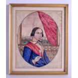 AN 18TH CENTURY CHINESE EXPORT FRAMED WATERCOLOUR Qianlong, possibly representing Georges Sandes. I