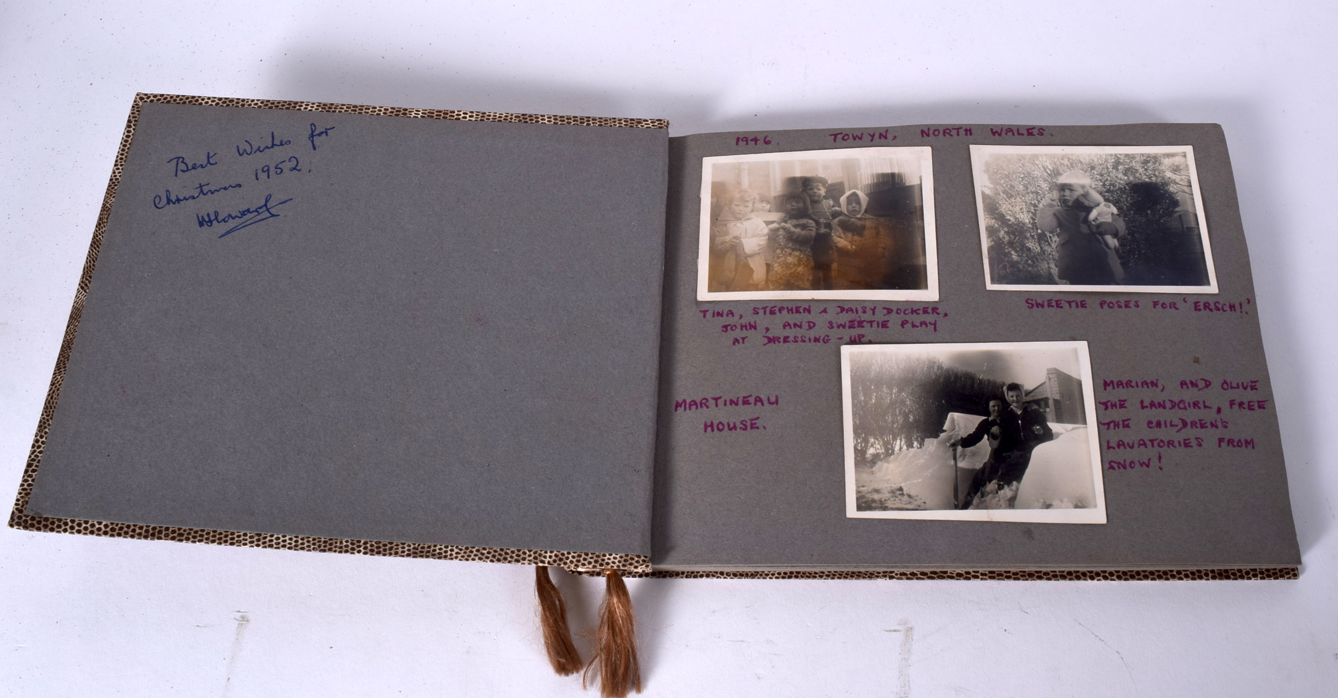 A 1940'S WELSH PHOTOGRAPH ALBUM, mostly containing images of children at play. Album 17.5 cm x 23.5 - Image 2 of 6