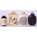 FOUR CHINESE SNUFF BOTTLES, of varying decoration. (4)
