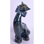 A SMALLER CHARLES BRANNAM DEVON WARE BARUM CAT. 21 cm high