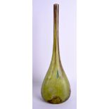 A LARGE ART NOUVEAU DAUM NANCY GREEN GLASS VASE. 38 cm high.