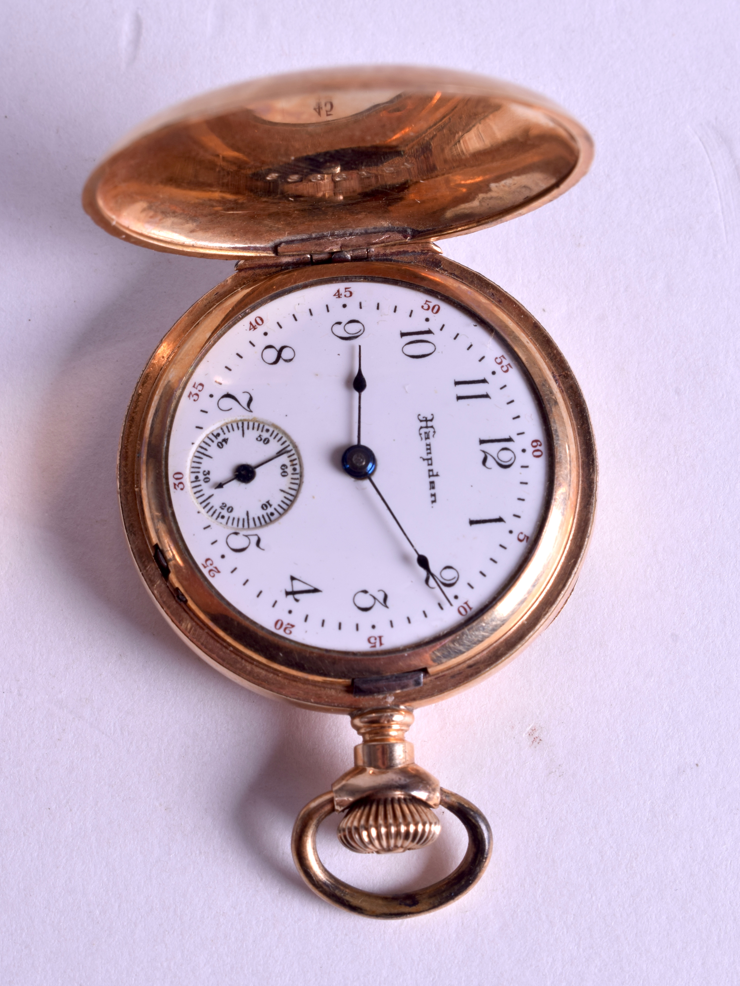 AN ANTIQUE YELLOW METAL LADIES ENGRAVED FOB WATCH. 32.8 grams overall. 3 cm wide. - Image 2 of 3