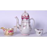 A CAUGHLEY OR COALPORT POLYCHOME CHELSEA LOW EWER, together with a coffee pot and cover etc. (qty)