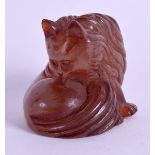 AN EARLY 20TH CENTURY JAPANESE MEIJI PERIOD CARVED NETSUKE possibly Amber. 4 cm x 3.5 cm.
