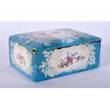 AN 18TH CENTURY CONTINENTAL ENAMEL SNUFF BOX AND COVER the interior painted with a female. 8 cm x 6