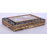 AN ANTIQUE CONTINENTAL SILVER AND IVORY EROTIC IVORY SNUFF BOX inset with blue gem stones. 109.8 gr