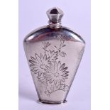 AN EARLY 20TH CENTURY JAPANESE MEIJI PERIOD SILVER SCENT BOTTLE AND STOPPER decorated with birds. 1