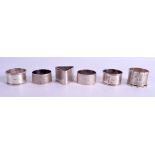 SIX SILVER NAPKIN RINGS various dates. 6.2 oz. (6)