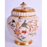 A ROYAL WORCESTER POT POURRI VASE AND COVER C1891 with inner & outer cover, shaped 1314. 15 cm high