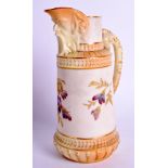 A FINE ANTIQUE ROYAL WORCESTER MASK HEAD JUG C1892 Shape 1366. 15 cm high.