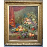 CONTINENTAL SCHOOL (19th/20th century) FRAMED OIL CANVAS, still life study of fruit, unsigned. 60 c