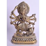 AN ANTIQUE INDIAN BRONZE FIGURE OF A MULTI ARMED DEITY BUDDHA. 21 cm x 12 cm.