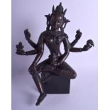 A FINE LARGE 19TH CENTURY NEPALESE BRONZE FIGURE OF GREEN TARA BUDDHA modelled seated, engraved wit