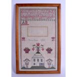 AN EARLY 19TH CENTURY FRAMED SAMPLER by Grace Shaw 1816. Sampler 24 cm x 40 cm.