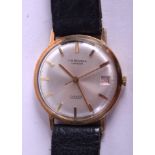 A VINTAGE 9CT GOLD J W BENSON LONDON WATCH. 3 cm diameter.