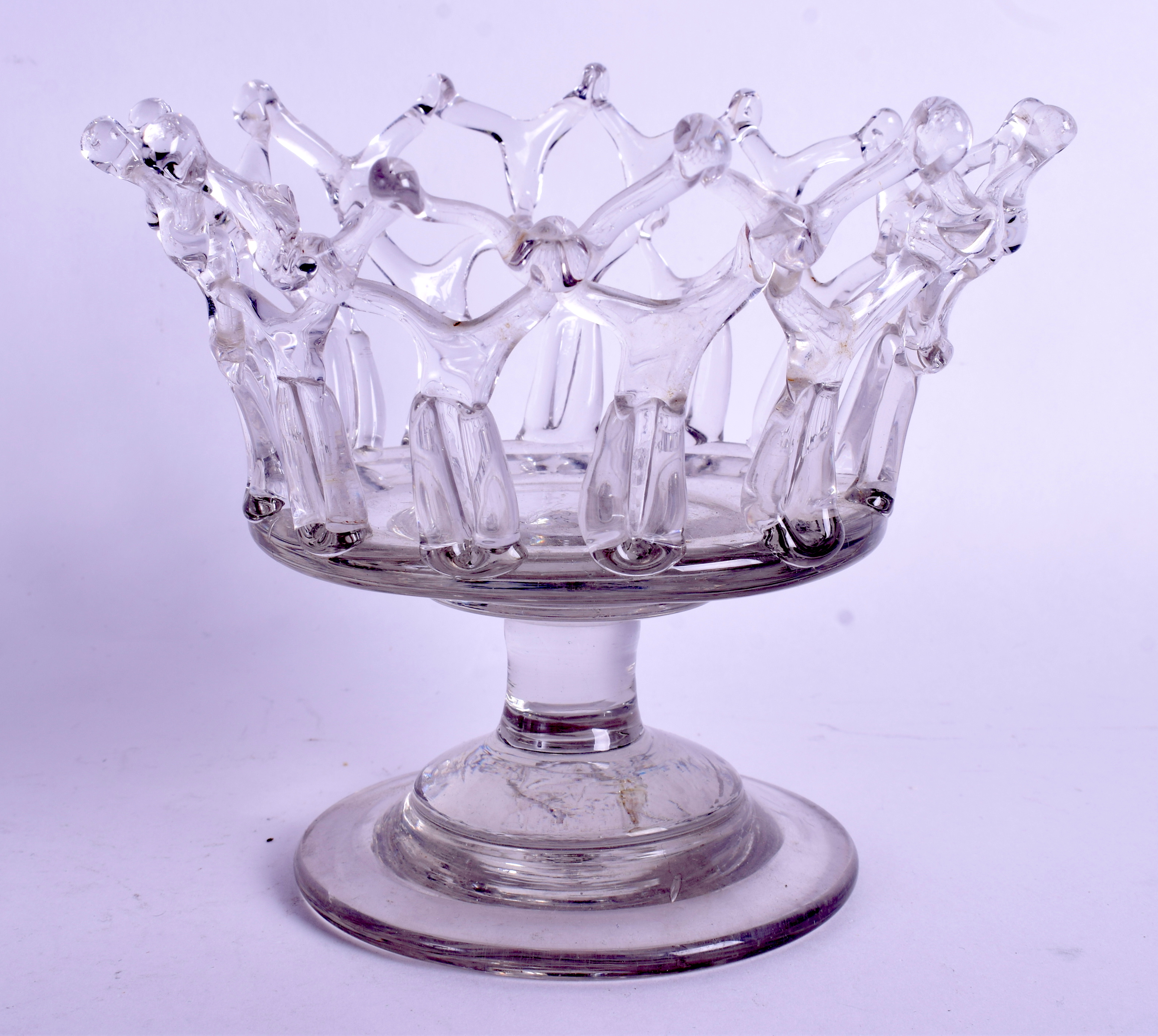 A LATE REGENCY CAGE WORK GLASS CASKET. 13 cm high.