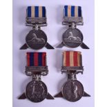 A RARE SET OF FOUR 19TH CENTURY MILITARY MEDAL SILVER MOUNTED MENU HOLDERS including Egypt, Burma &