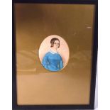 ENGLISH SCHOOL (19th/20th century) FRAMED WATERCOLOUR, half length miniature portrait of a female i