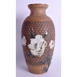 A LARGE RARE ANTIQUE DOULTON SILICON WARE STONEWARE VASE. 29 cm high.