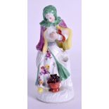 A 19TH CENTURY CONTINENTAL CHELSEA STYLE PORCELAIN FIGURE modelled as a female. 12 cm high.