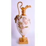 AN ELEGANT ANTIQUE ROYAL WORCESTER BLUSH IVORY SATYR MASK HEAD JUG C1892 Shape 1144. 28 cm high.