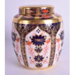 A ROYAL CROWN DERBY IMARI TEA CADDY & COVER. 12 cm high.