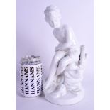 A 19TH CENTURY WHITE GLAZED PORCELAIN FIGURE by Letu & Mauger. 27 cm high.