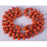 AN ANTIQUE CORAL NECKLACE. 68 grams. 43 cm long.