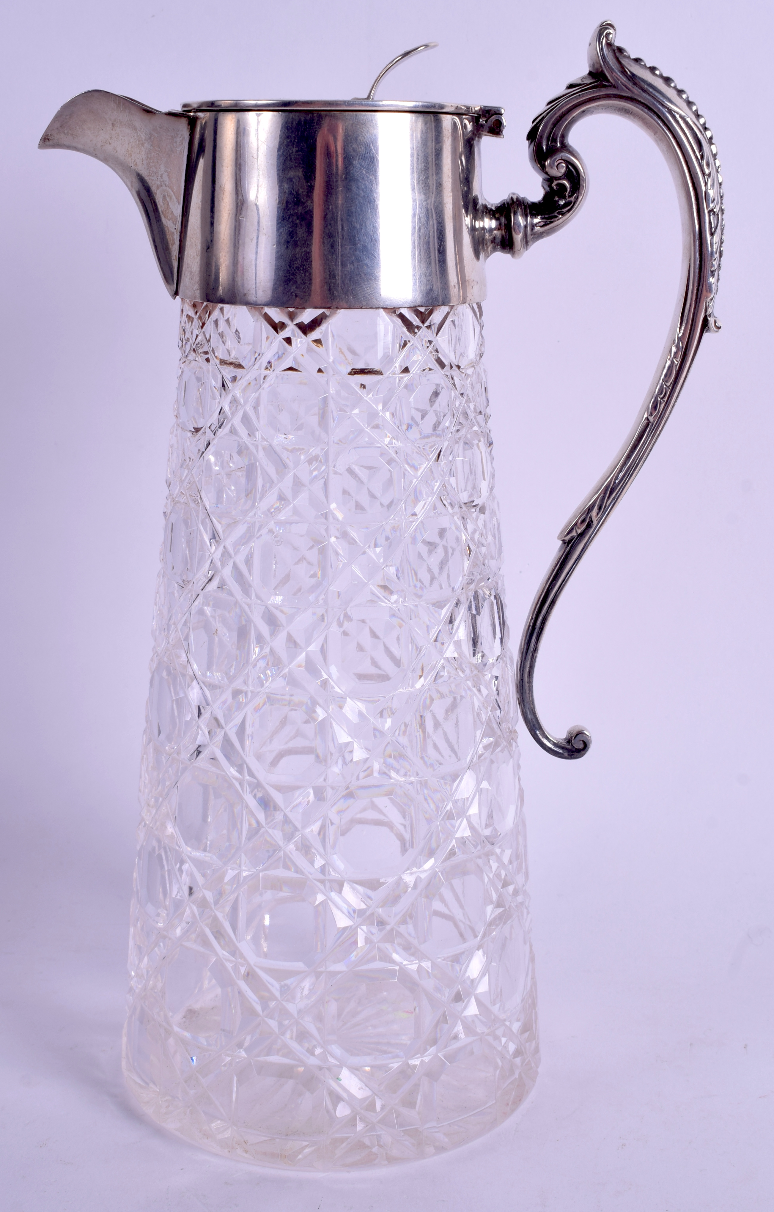 AN EDWARDIAN SILVER AND CUT GLASS CLARET JUG. Sheffield 1907. 26 cm high. - Image 2 of 3