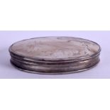 AN 18TH/19TH CENTURY CONTINENTAL SILVER AND MOTHER OF PEARL SNUFF BOX the interior inset with an iv