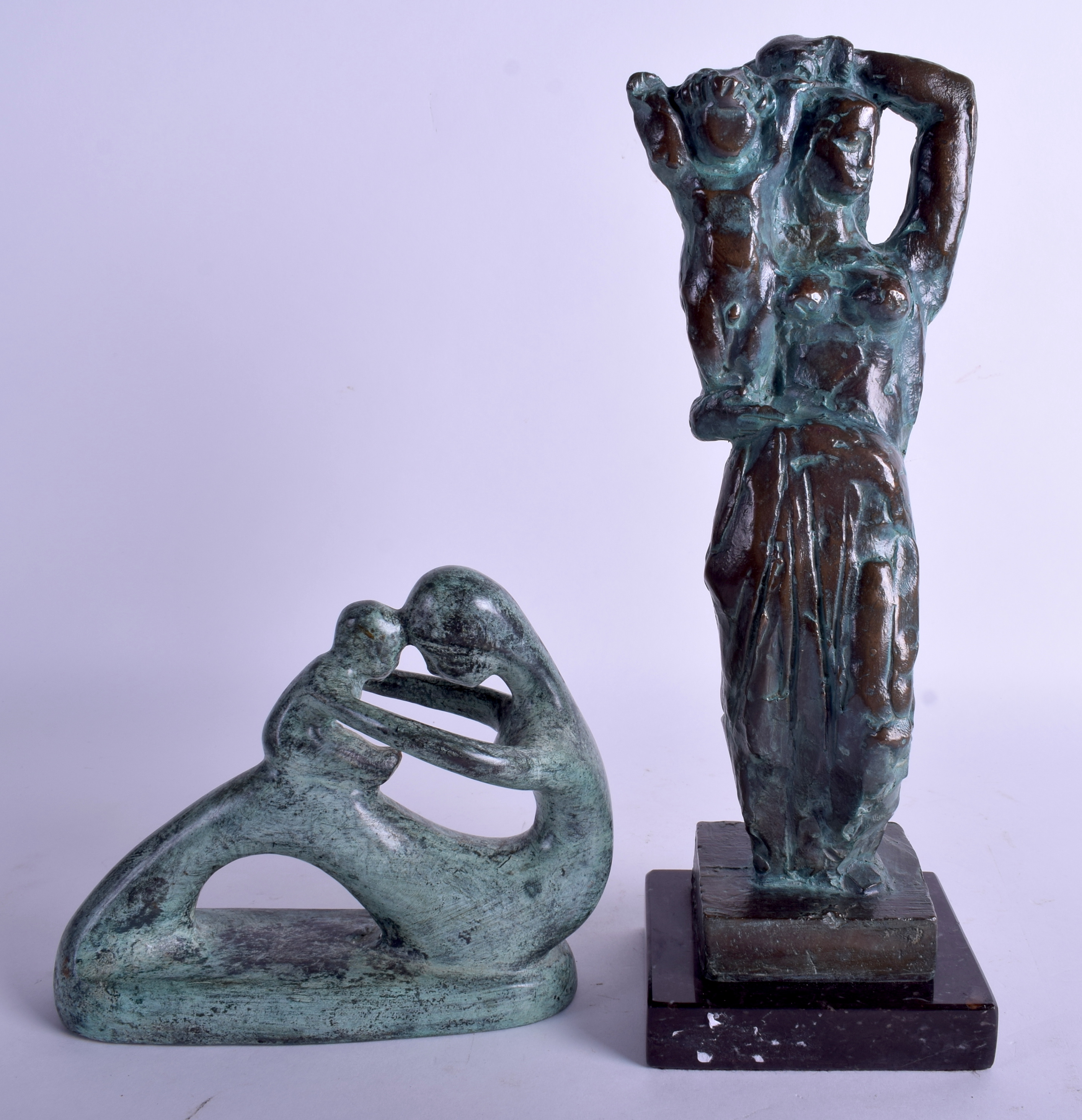 A RUSSIAN SOVIET BRONZE SCULPTURE OF A MOTHER AND CHILD by Vladimir Efimovich Tsigal (1917-2013) to
