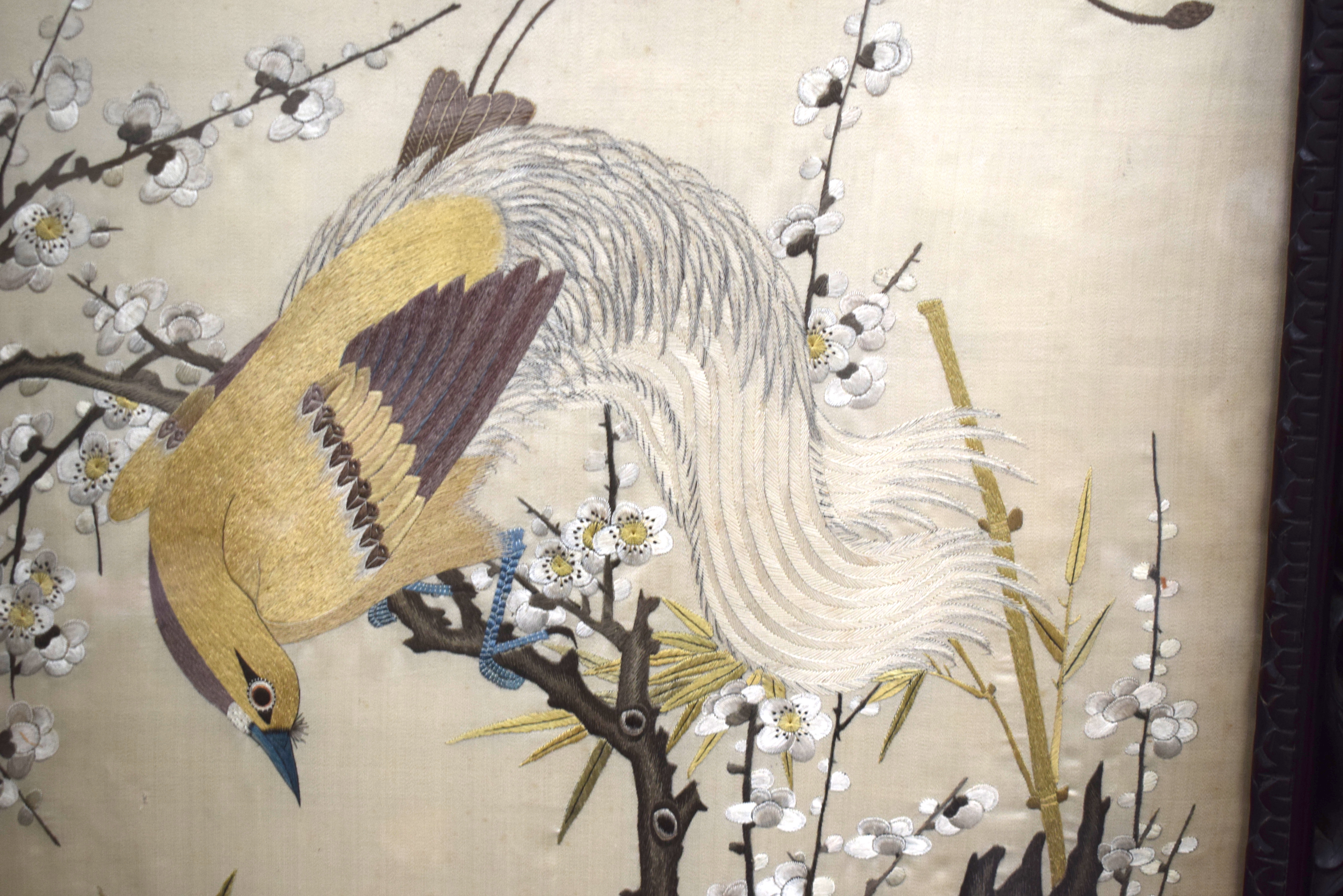 A VERY RARE AND LARGE MID 19TH CENTURY CHINESE HONGMU AND SILK SCREEN comprising of six sections in - Image 14 of 38