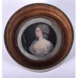 A LATE 18TH CENTURY GOLD MOUNTED IVORY MINIATURE contained within a lacquer cover. 6 cm wide.