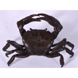 A JAPANESE BRONZE OKIMONO IN THE FORM OF A CRAB, signed. 11 cm wide.
