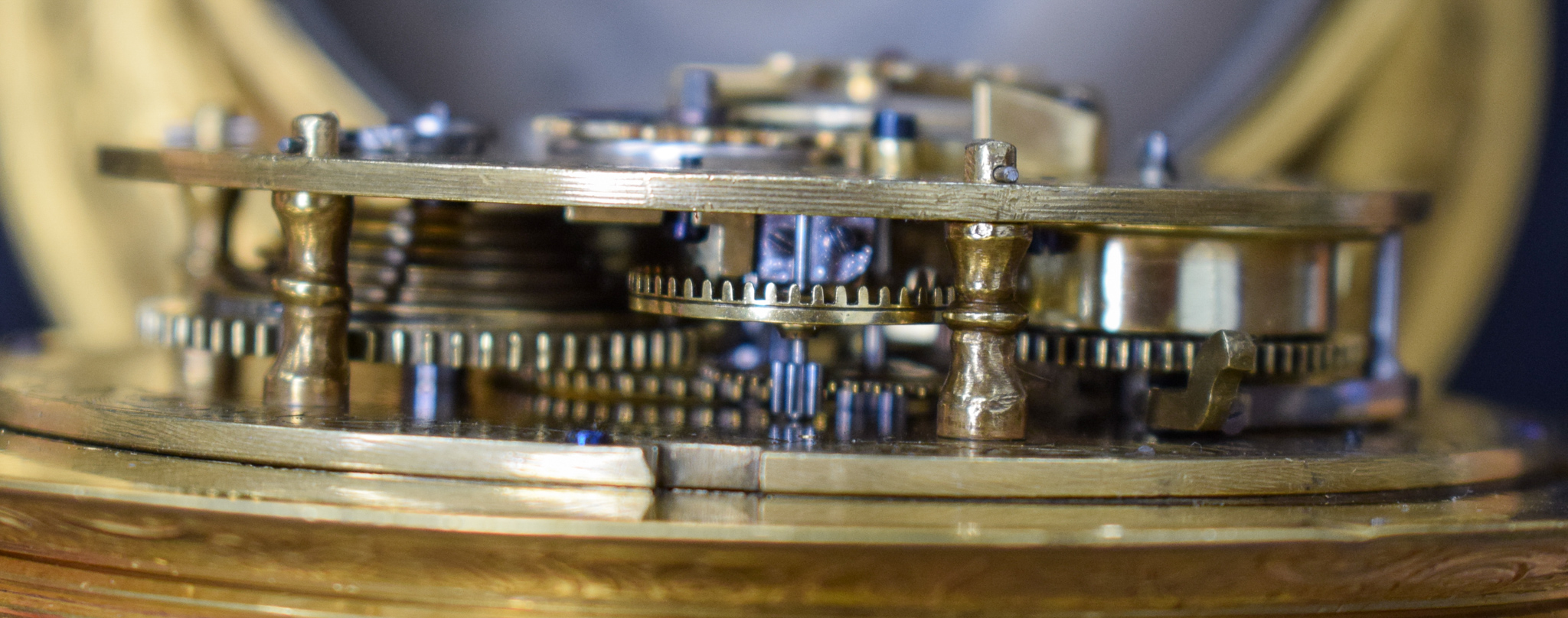 A RARE ANTIQUE GERMAN AUGSBURG GILT METAL STRIKING HORIZONTAL TABLE CLOCK by Schuster, the case dec - Image 12 of 18