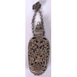 A 20TH CENTURY CHINESE WHITE METAL BOTTLE PENDANT, formed with a reticulated body. 11.5 cm long.