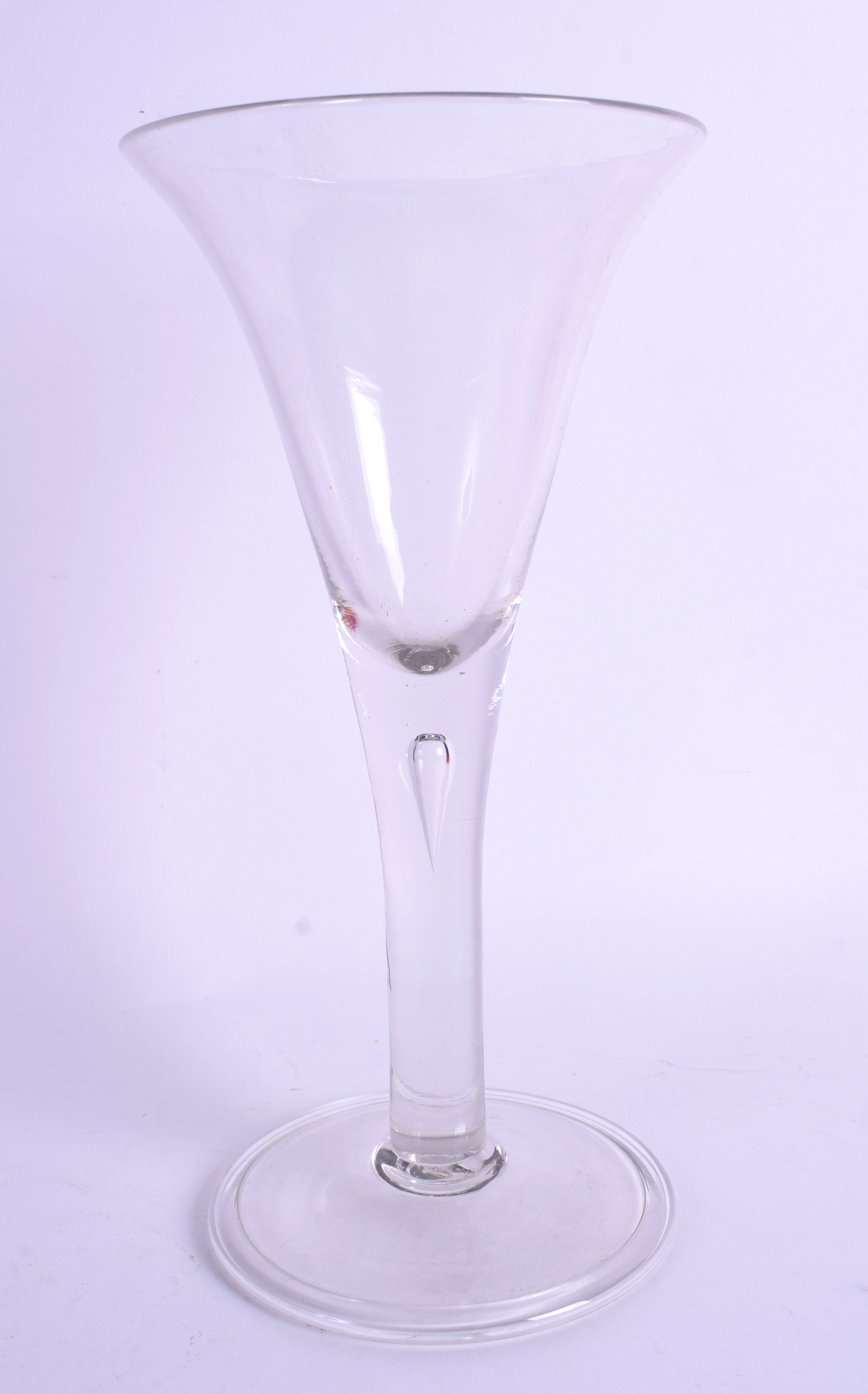 A GEORGE III PLAIN STEM WINE GLASS C1750. 25 cm high. - Image 2 of 3