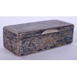 AN ANTIQUE RUSSIAN NIELLO SILVER SNUFF BOX decorated with scrolling motifs. 114.4 grams. 9 cm x 4 c
