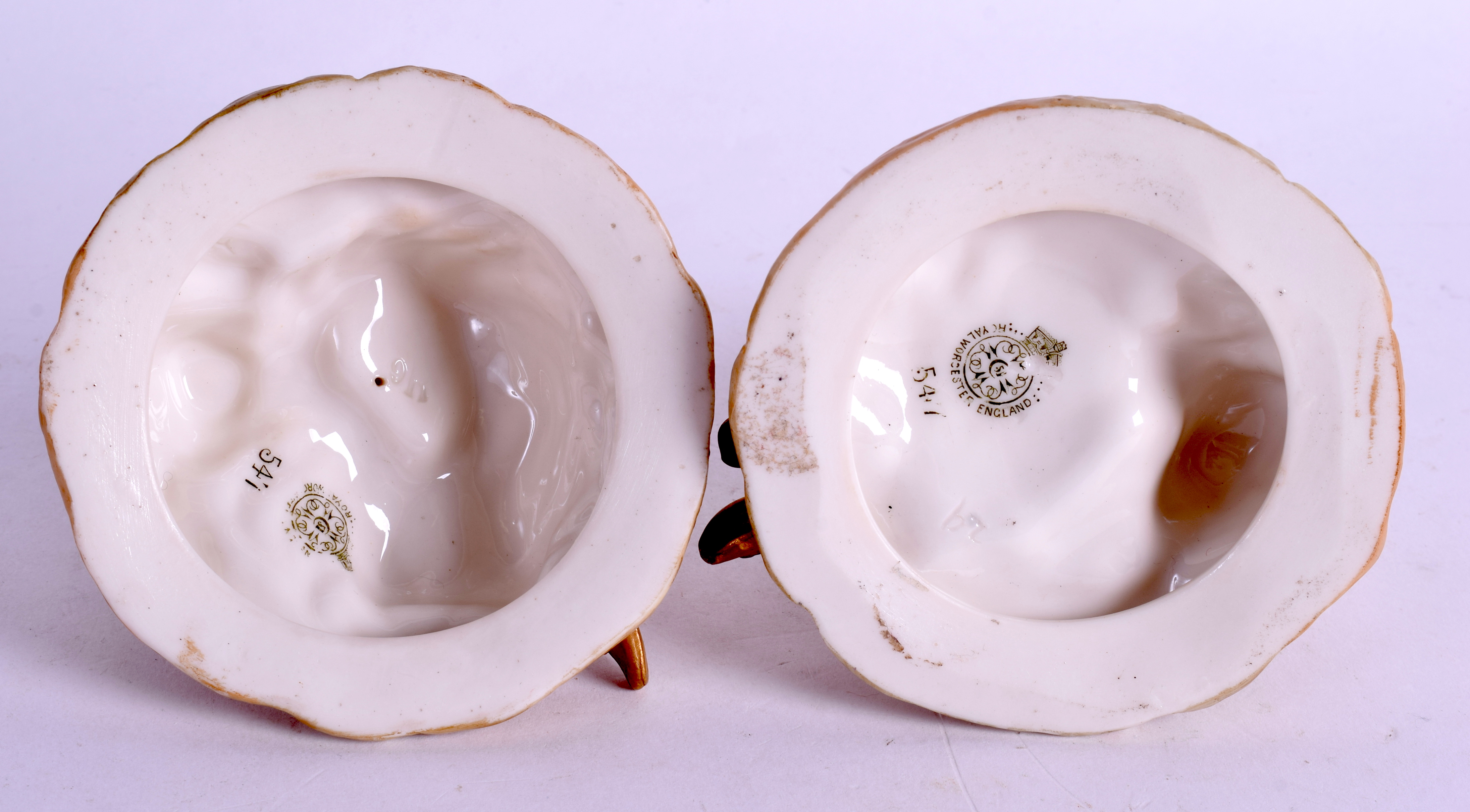 A PAIR OF ANTIQUE ROYAL WORCESTER BLUSH IVORY FIGURES Shape 547, C1899. 11 cm high. - Image 3 of 3