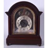 AN ANTIQUE MAHOGANY MANTEL CLOCK with Junghans movement. 37 cm x 27 cm.