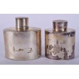 TWO ANTIQUE SILVER TEA CADDIES Various dates. 5 oz. 9 cm & 7 cm high. (2)