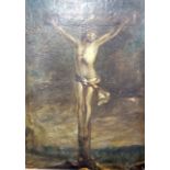 ITALIAN SCHOOL (18th century) FRAMED OIL ON CANVAS, Jesus christ on a crucifix, 62 cm x 47 cm.