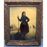 HENRI VAN SEBEN (1825-1913) BELGIAN FRAMED OIL ON PANEL, signed, “Coming From Market Winter Holland