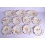 A SET OF ROYAL CROWN DERBY PORCELAIN PLATES decorated with floral sprays. 27 cm & 21 cm wide. (11)